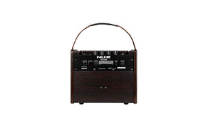 Nux Stageman NUX AC-25 Acoustic Combo Amp, featuring a handle, two input channels, EQ controls, and Bluetooth streaming.