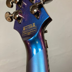 Schecter Hellraiser Hybrid C-1 FR S Sustainiac guitar close-up, showcasing its bridge and pickups.