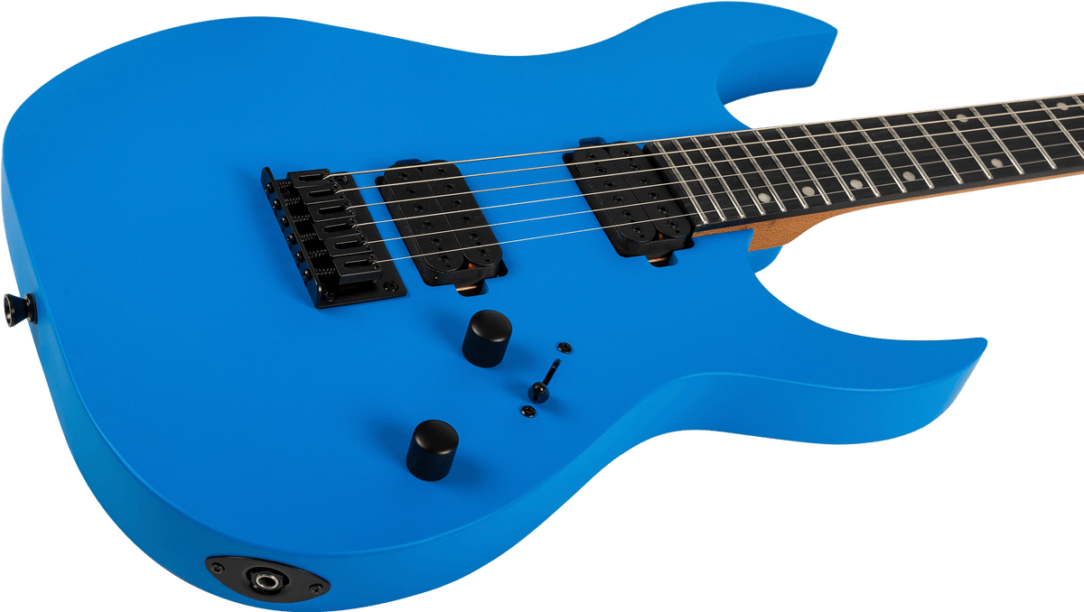 Spira S-400 MBL Electric Guitar featuring dual humbuckers, fixed bridge, control knobs, and selector switch; designed for high-performance playability.
