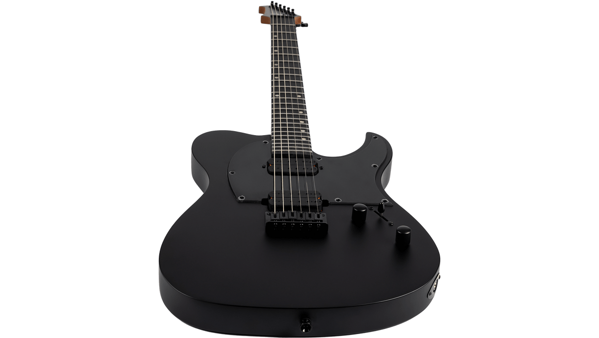 Spira T-400 MBK Electric Guitar - Black, featuring a solid-body with dual humbuckers, 24 frets, and modern design, ideal for versatile high-gain performances.