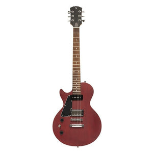 Stagg SEL-HB90 Cherry Left-Handed L Style Electric Guitar features solid mahogany body, rosewood fingerboard, and versatile pickups for rich, balanced tones.