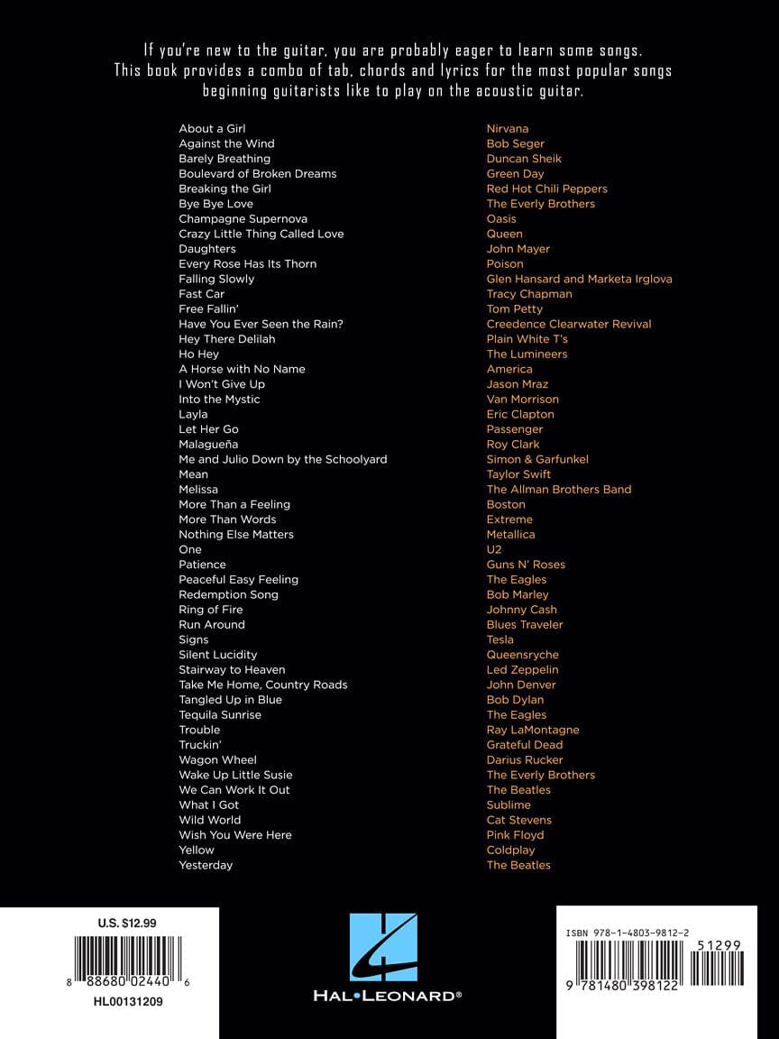 The Guitar 3-Chord Songbook - Volume 2 G-C-D with 50 classic songs, displayed on a black background with white text.