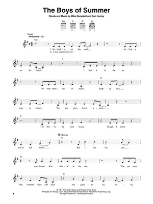 Sheet music from The Guitar 4-Chord Songbook G-C-D-Em with text and musical notes, featuring fifty popular songs for guitar.