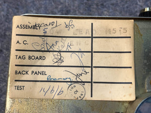 Close-up of a label with handwritten names, signatures, and "14/6/66" under "TEST," typical of a vintage Marshall amp like the 1971 Marshall Lead Head JMP 1987 50 Watt Includes Flight Case, known for its classic British Grind sound.