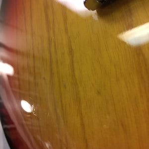 1976 Fender Stratocaster Sunburst close-up, showcasing original parts and great condition, with visible wood grain and varnish.