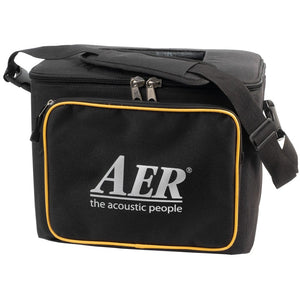 AER Amp - Three 200W Electric Bass Combo Amp with padded black bag featuring a yellow stripe, ideal for professional bass players.