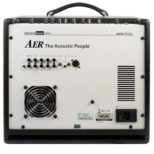 AER Amp - Three 200W Electric Bass Combo Amp with dual speakers, various control features, and power outlet.