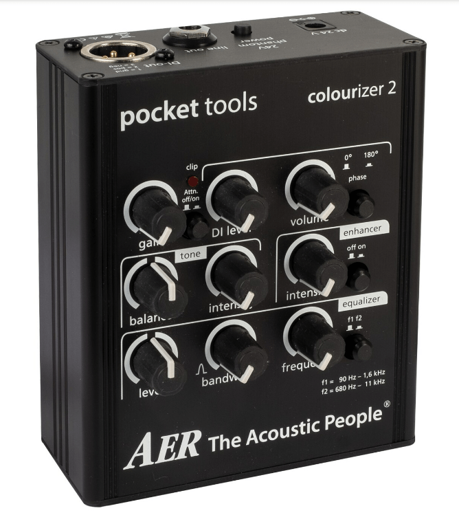AER Colourizer 2 preamplifier with knobs and switches for enhancing instrument and microphone sound quality.