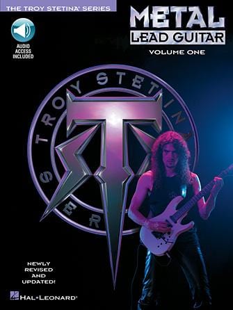 Man playing a guitar, promoting Metal Lead Guitar Vol. 1 instructional guide.