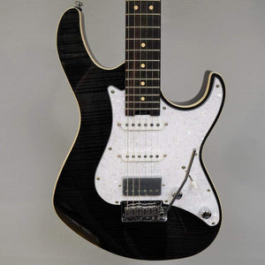 Cort G280 Select Trans Black electric guitar with pearloid pickguard and Rosewood fingerboard, featuring HSS pickups and a Flame Maple top.