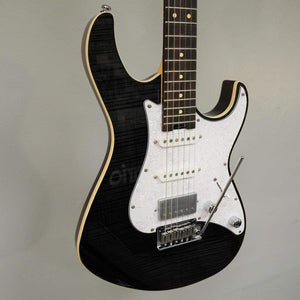 Cort G280 Select Trans Black electric guitar with a pearloid pickguard, rosewood fingerboard, and HSS pickup configurations.