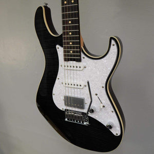 Cort G280 Select Trans Black electric guitar featuring a pearloid pickguard and Rosewood fingerboard, showcasing its high-grade design and solid build quality.