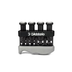 D'Addario Planet Waves Varigrip Hand Exerciser, a black and grey tool with black handles for strengthening fingers, hands, and forearms.
