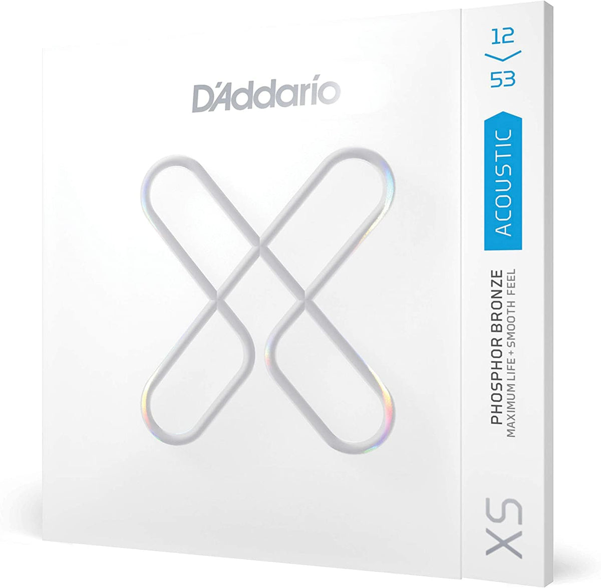D'Addario XSAPB1253 Phosphor Bronze Coated Acoustic Guitar Strings in a branded white box with logo.