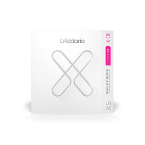 D'Addario XSE Nickel-plated Steel Coated Electric Guitar Strings in a white box with a logo, featuring long-lasting, smooth, and stable performance.