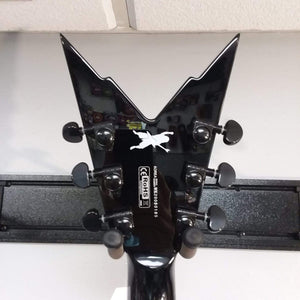 Dean Razorback Lightning B Stock guitar with white logo and minor headstock blemish, featuring mahogany body, Floyd Rose tremolo, and Seymour Duncan pickups.