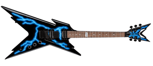 Dean Razorback Lightning B Stock electric guitar with blue lightning graphic and minor blemish on headstock. Includes padded gigbag.