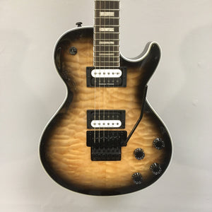Dean Thoroughbred Select Quilt-top guitar with satin neck, Seymour Duncan pickups, and Floyd Rose bridge, displayed for professional musicians.
