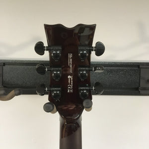Dean Thoroughbred Select Quilt-top guitar headstock with knobs, featuring satin finish, Grover tuners, and 5-ply binding for professional musicians.