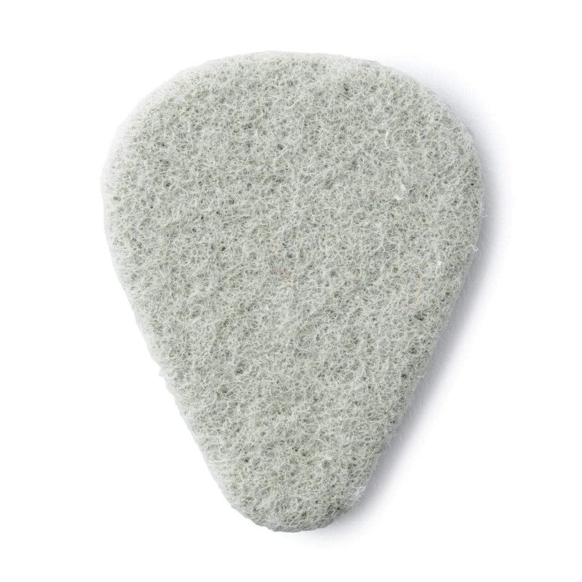 White felt guitar picks with beveled tips for precise playing, made from high-density wool and cotton. Pack of three.