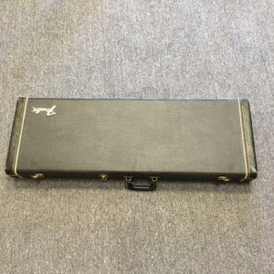 1976 Fender Strat Sunburst Guitar with original case and paperwork, displayed on carpet.