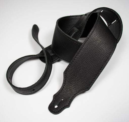 Franklin Purist 2 Glove Leather Guitar Strap with Leatherette Backing, shown in black, offers adjustable length and durable comfort for all guitarists.