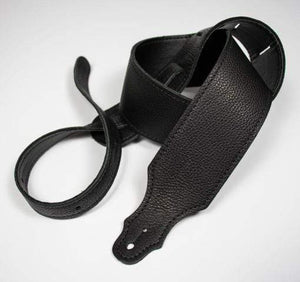 Franklin Purist 2 Glove Leather Guitar Strap with Leatherette Backing, shown in black, offers adjustable length and durable comfort for all guitarists.