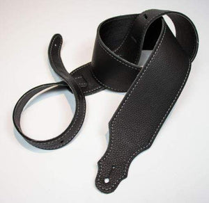 Franklin Purist 2 Glove Leather Guitar Strap with white stitching and leatherette backing, shown close-up, highlighting its durable and adjustable design.