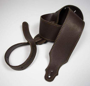 Franklin Purist 2 Glove Leather Guitar Strap with detailed stitching, adjustable length, and leatherette backing for comfort and durability.