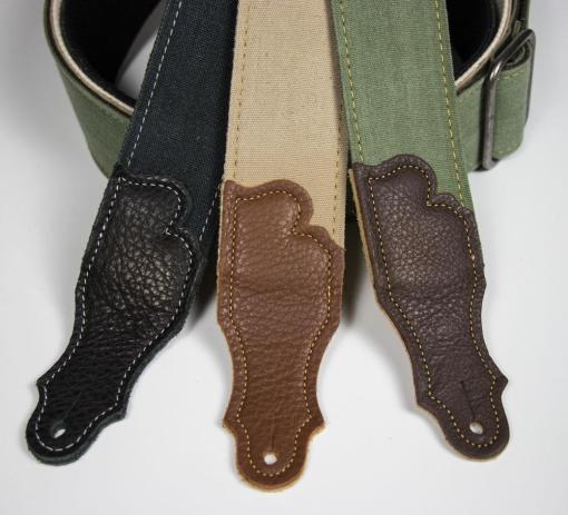 Close-up of Franklin 2” Distressed Cotton Canvas/Glove Leather End Tab belt with a durable cotton webbing and heavy-duty distressed chrome slider.