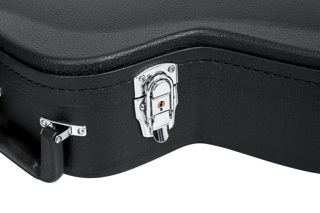 Gator 12-String Dreadnought Case with lockable chrome latches, plush interior lining, and ergonomic handle for safe and easy transport of your guitar.