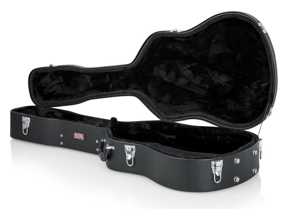 Gator 12-String Dreadnought Case with silver hardware, ergonomic handle, and secure chrome lockable latches for protecting 12-string guitars.