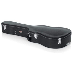 Gator DELUXE WOOD SERIES Dreadnought Guitar Case with plush interior, lockable design, and padded handle for secure and comfortable transport.
