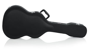 Gator Classical Guitar Case with ergonomic handle, durable arch-topped plywood construction, and thick plush lining for impact protection and accessory storage.