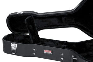 Gator Classical Guitar Case with logo, ergonomic handle, plush lining, and accessory compartment.