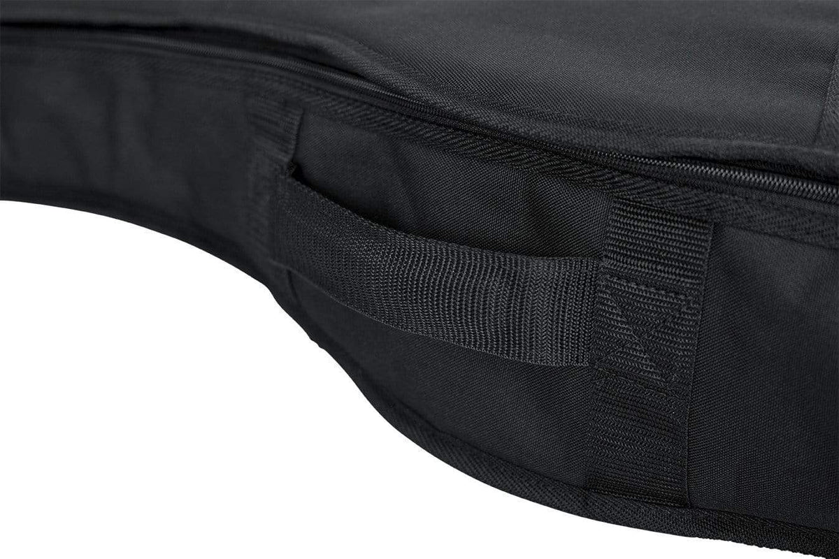 Close-up of the Gator Mini Acoustic Guitar Gig Bag with zipper detail and storage pocket.