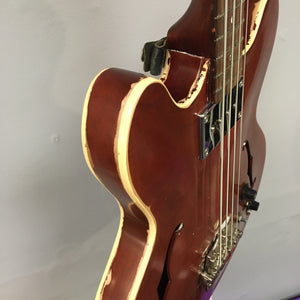 Gibson EB-2C 1958-1965 bass, vintage with modifications, shown broken on a stand. Suitable for collectors, available at Guitars on Main.