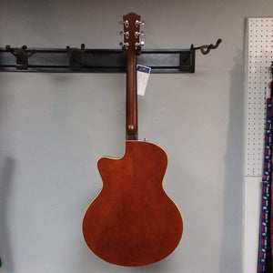 Godin 5th Avenue CW Kingpin II Cognac Burst guitar with Cutaway design, mounted on a wall, featuring dual Godin Kingpin P90 single-coil pickups.