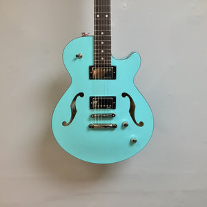 Godin Montreal Premiere HT Laguna Blue Blem w/Gigbag Open Box: Semi-hollow electric guitar with unique breathe-through carved core and acoustic-inspired finish.