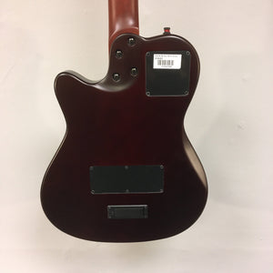 Close-up of the Godin Multiac Nylon Encore SG SF w/gigbag, highlighting its nylon strings, cedar top, and custom electronics.
