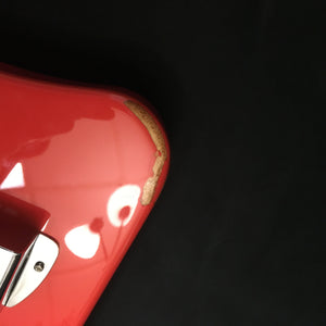 Close-up of a Gretsch G5700 Electromatic Lap Steel Refurb guitar, highlighting its chrome-covered single-coil bridge pickup and professional setup.