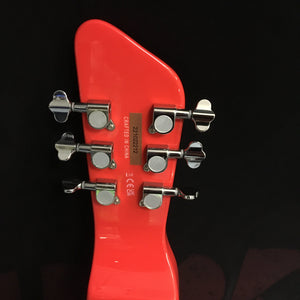 Close-up of the Gretsch G5700 Electromatic Lap Steel guitar, highlighting its chrome-covered single-coil bridge pickup and intricate position markers.