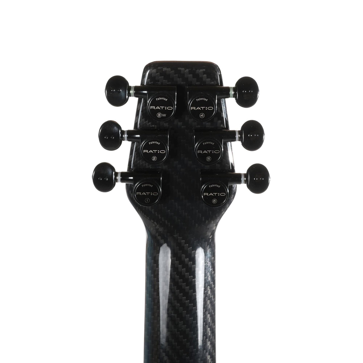 Klos Full Carbon Fiber Travel Guitar A/E, showing the top with a detachable carbon fiber neck and Fishman Sonitone Pickup. Ideal for travel and versatile use.