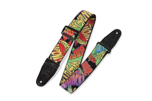 Levy's 2 Polyester Sublimation-printed Guitar Strap with genuine leather ends and adjustable tri-glide, featuring an original artist's design.