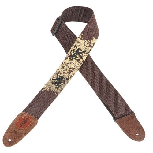 Levy's Cotton Guitar Strap - Design #04 with intricate gold pattern.