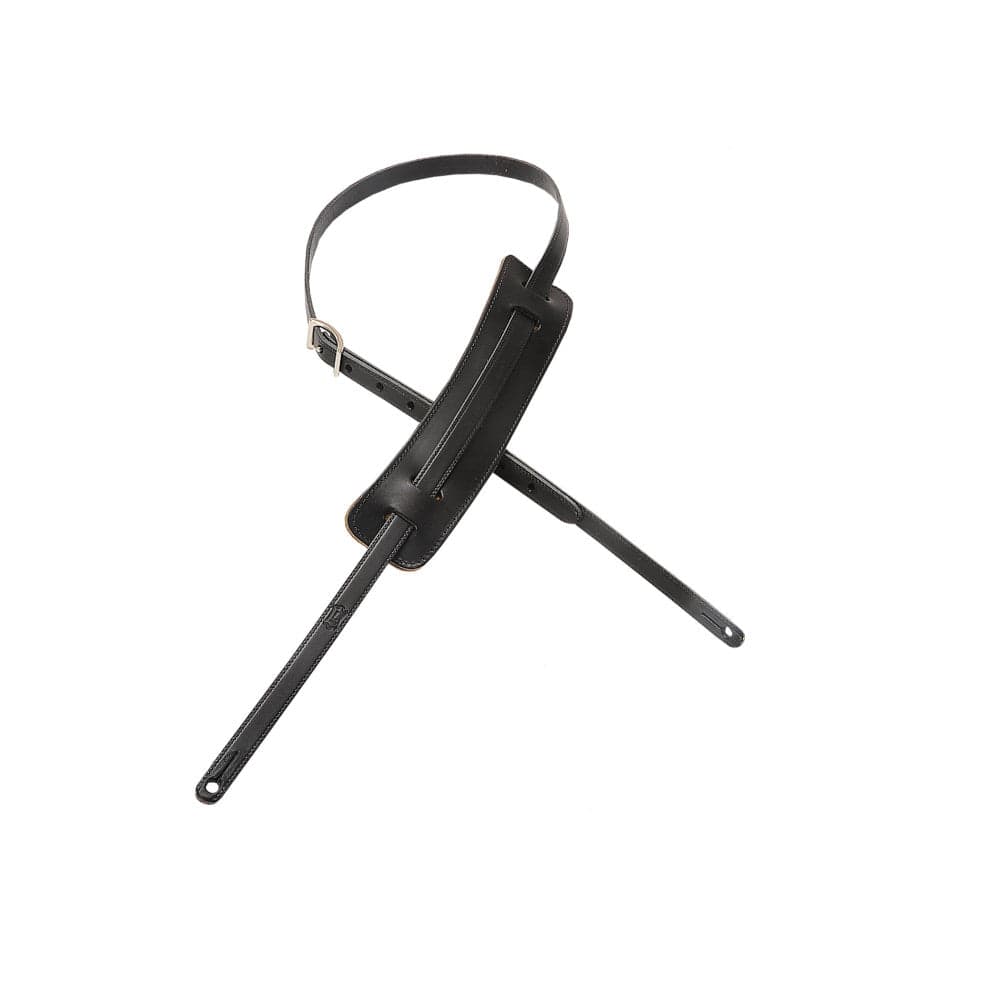 Levy's Leathers M25-BLK 50s-Style Veg-Tan Leather Guitar Strap in black with a buckle.