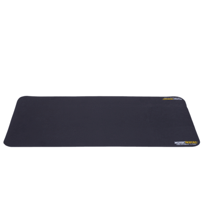 Music Nomad Premium Instrument Work Mat - 36 x 17, black with yellow and white text, designed for safe instrument maintenance.