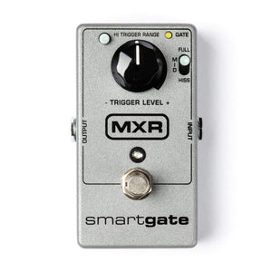 MXR Smart Noise Gate pedal with black knobs and dial, designed to reduce unwanted noise and enhance sound clarity for musicians.