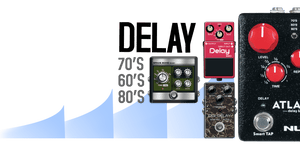 NUX Atlantic Delay & Reverb pedal, featuring multiple delay and reverb types with advanced Smart TAP function for precise tempo control.