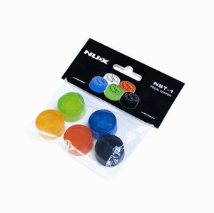 NUX NST-1 Pedal Topper, a package of colorful round switch caps, enhances comfort and stability on pedalboards, fitting most 3/8-inch pedal switches.